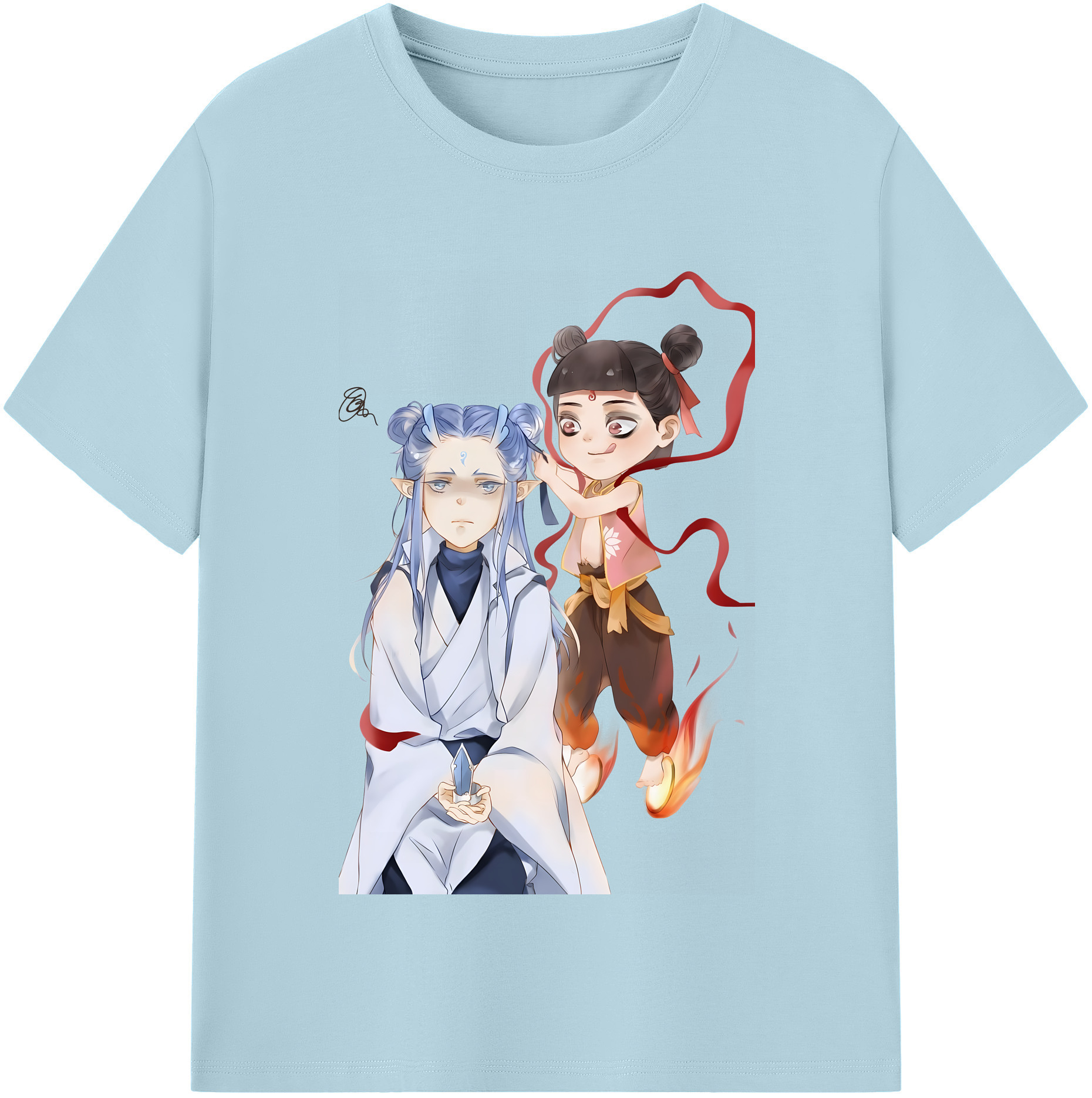 （画像用） Ne Zha 2 ナタ 魔童の大暴れ 綿100％半袖Tシャツ（フロントプリント）